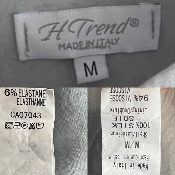 H TREND made in italy silk ombré tie dye oversized blouse grey pink M - Picture 5 of 5